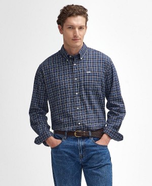 Barbour Ashton Regular Long-sleeved Shirt σκουρο μπλε | BABO87892