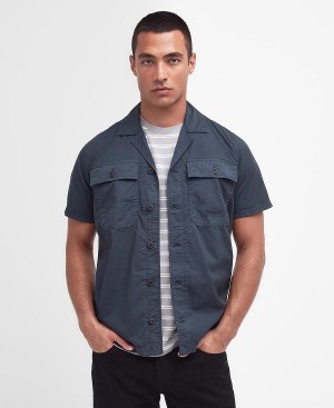 Barbour Belmont Regular Short-sleeved Shirt σκουρο μπλε | BABO87744