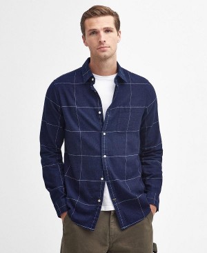 Barbour Brindle Tailored Long-sleeved Shirt μπλε σκουρο | BABO87765
