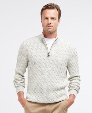Barbour Cable Knit Half Zip Jumper γκρι | BABO88501
