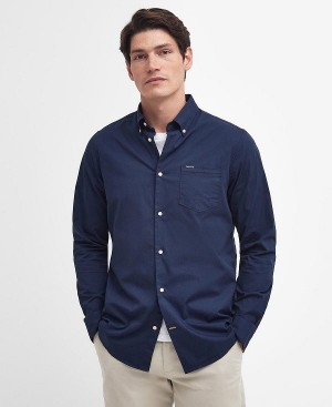 Barbour Comfort Stretch Long-sleeved Shirt σκουρο μπλε | BABO87756