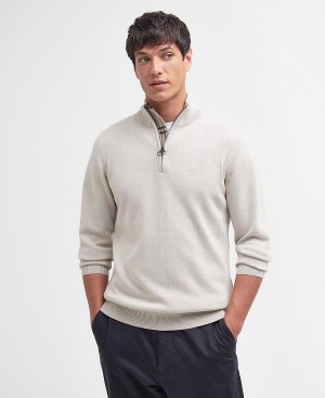 Barbour Cotton Half Zip Jumper ασπρα | BABO88607