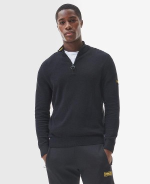 Barbour Cotton Half Zip Sweater μαυρα | BABO88541