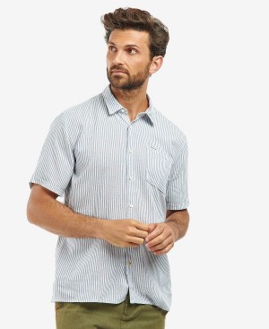 Barbour Deerpark Tailored Short-sleeved Shirt μπλε | BABO87594
