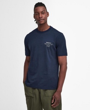 Barbour Denison Relaxed T-shirt σκουρο μπλε | BABO88383