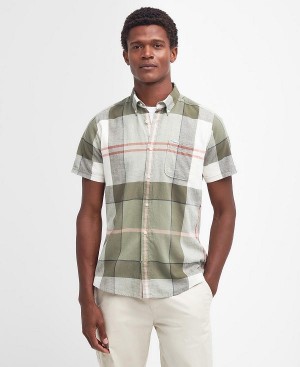 Barbour Douglas Tailored Short-sleeved Shirt Ελιά | BABO87749