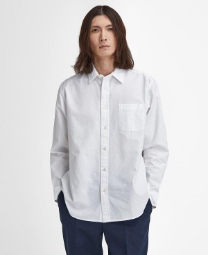 Barbour Dunand Oversized Long-sleeved Oxford Shirt ασπρα | BABO87924