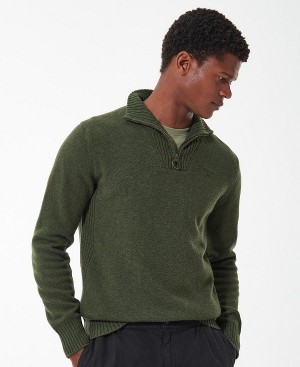 Barbour Essential L/Wool Half Zip Jumper Ελιά | BABO88510