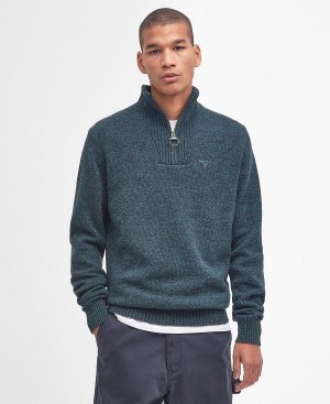Barbour Essential L/Wool Half Zip Jumper παγώνι | BABO88528