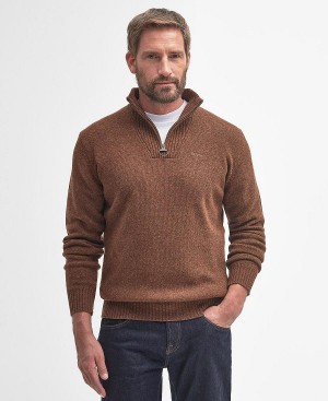 Barbour Essential L/Wool Half Zip Jumper καφε | BABO88551