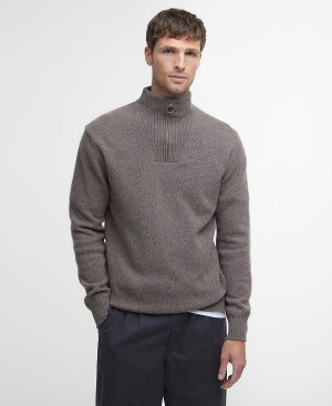 Barbour Essential L/Wool Half Zip Jumper γκρι | BABO88573