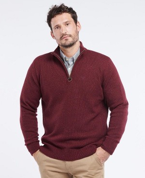 Barbour Essential Tisbury Half Zip Sweatshirt μπορντο | BABO88588