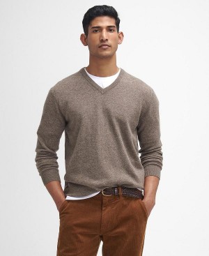 Barbour Essential V-neck Jumpers Μπεζ | BABO88655