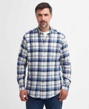 Barbour Falstone Tailored Long-sleeved Checked Shirt μπλε | BABO87723