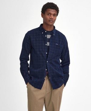 Barbour Harthill Tailored Long Sleeved Cord Shirt σκουρο μπλε | BABO87809