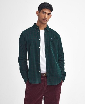 Barbour Harthill Tailored Long Sleeved Cord Shirt πρασινο | BABO87810
