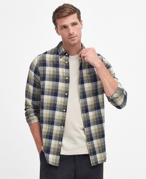 Barbour Hillroad Tailored Long-sleeved Shirt Ελιά | BABO87693