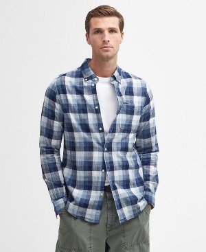 Barbour Hillroad Tailored Long-sleeved Shirt σκουρο μπλε | BABO87694