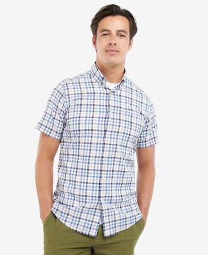 Barbour Kinson Tailored Short-sleeved Shirt μπλε | BABO87604