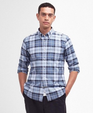 Barbour Lewis Tailored Long-sleeved Shirt μπλε | BABO87718