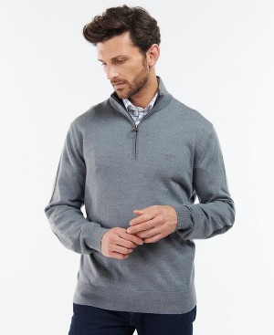 Barbour Loyton Merino Half Zip Sweatshirt γκρι | BABO88526