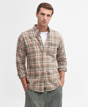 Barbour Mowbray Tailored Long-sleeved Shirt Ελιά | BABO87742
