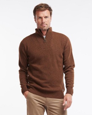 Barbour Nelson Essential Half-zip Jumper καφε | BABO88556
