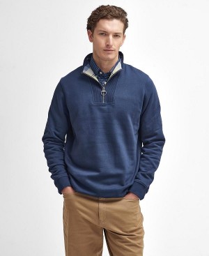 Barbour Nelson Half-zip Sweatshirt σκουρο μπλε | BABO88679