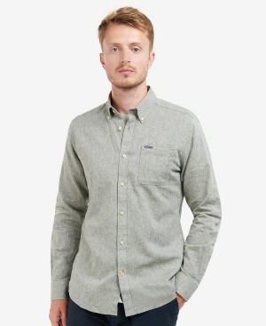 Barbour Nelson Tailored Long-sleeved Shirt Ελιά | BABO87632