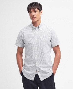 Barbour Oxford Tailored Short-sleeved Pinstripe Shirt γκρι | BABO87704