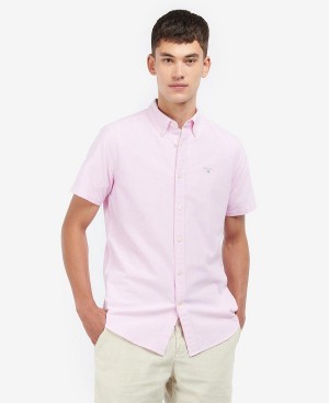 Barbour Oxford Tailored Short-sleeved Shirt ροζ | BABO87619