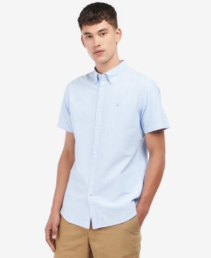 Barbour Oxford Tailored Short-sleeved Shirt μπλε | BABO87653