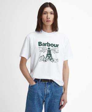 Barbour Pell Oversized Graphic T-shirt ασπρα | BABO88385