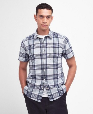 Barbour Reading Tailored Short-sleeved Shirt σκουρο μπλε | BABO87769