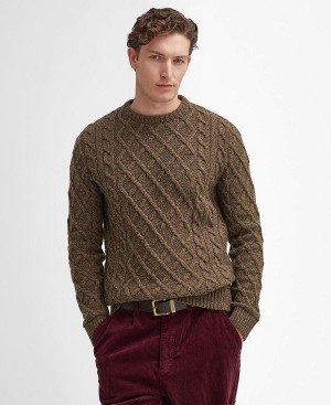 Barbour Stowford Cable-knit Crew Neck Jumper πρασινο | BABO88661