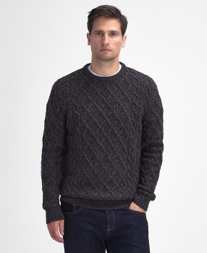 Barbour Stowford Cable-knit Crew Neck Jumper σκουρο μπλε | BABO88688