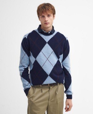 Barbour Sutherwell Argyle Crew Neck Jumper σκουρο μπλε | BABO88689