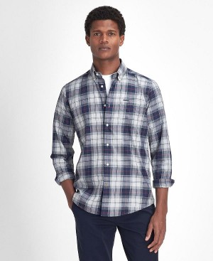 Barbour Wetheram Tailored Long-sleeved Shirt μπλε | BABO87845