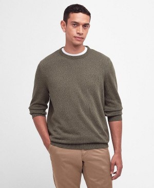Barbour Whitfield Crew Neck Jumper Ελιά | BABO88612