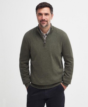 Barbour Whitfield Half-zip Jumper Ελιά | BABO88609