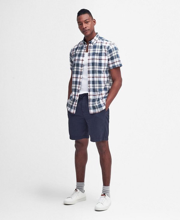 Barbour Applecross Tailored Short-sleeved Shirt μπλε | BABO87780