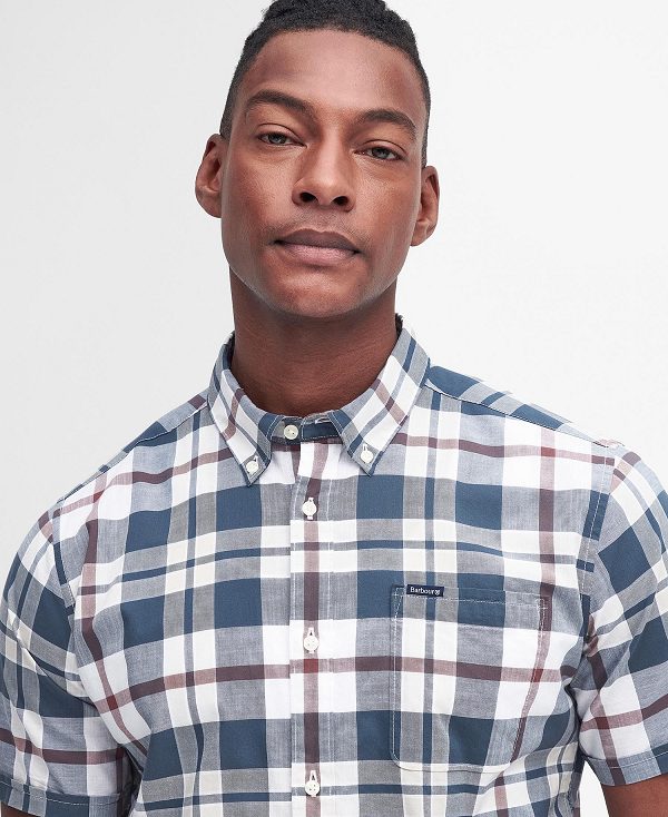 Barbour Applecross Tailored Short-sleeved Shirt μπλε | BABO87780