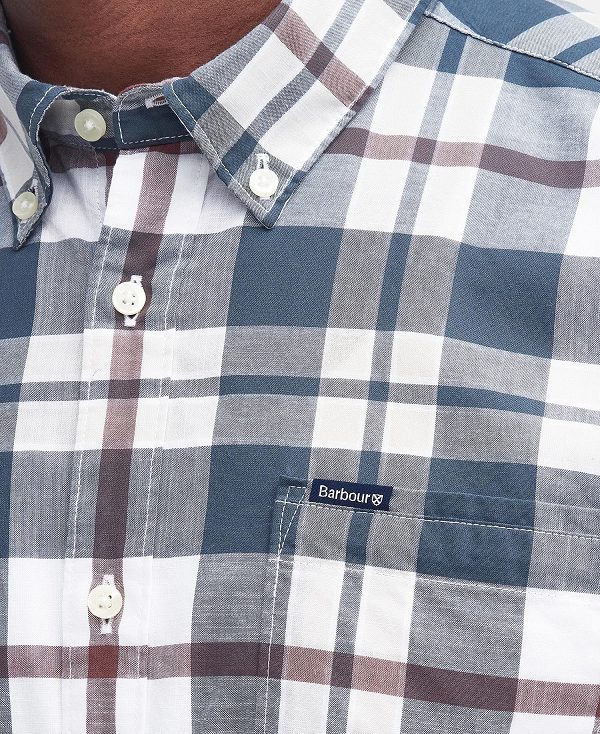 Barbour Applecross Tailored Short-sleeved Shirt μπλε | BABO87780
