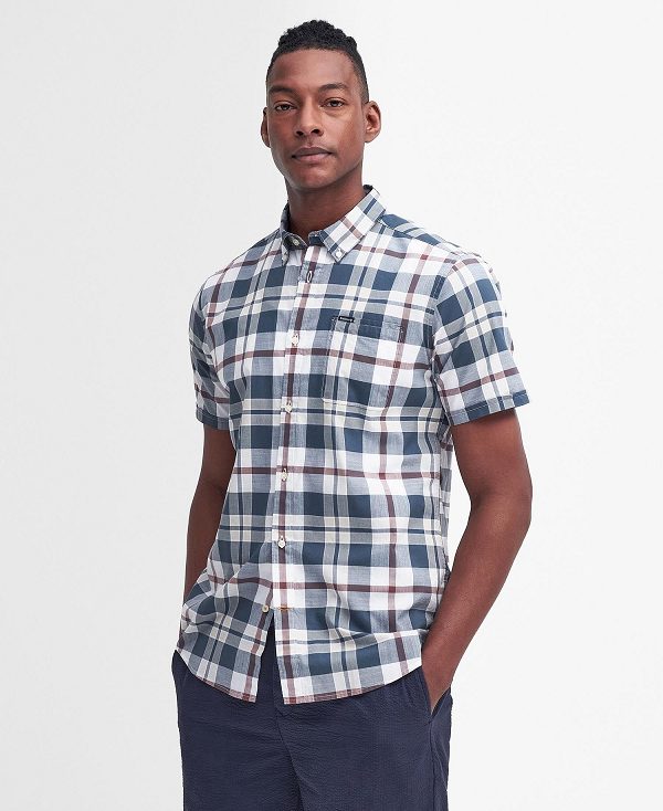 Barbour Applecross Tailored Short-sleeved Shirt μπλε | BABO87780