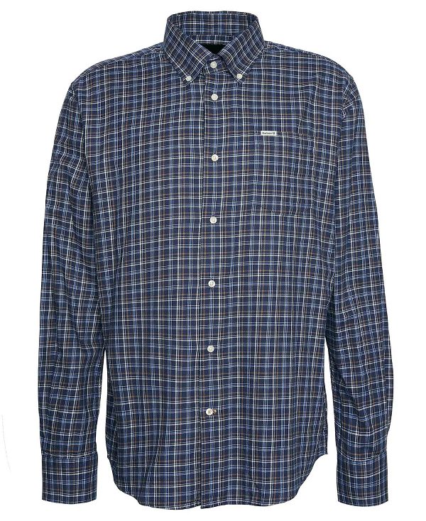 Barbour Ashton Regular Long-sleeved Shirt σκουρο μπλε | BABO87892