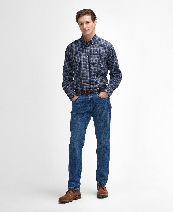 Barbour Ashton Regular Long-sleeved Shirt σκουρο μπλε | BABO87892