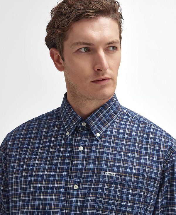 Barbour Ashton Regular Long-sleeved Shirt σκουρο μπλε | BABO87892