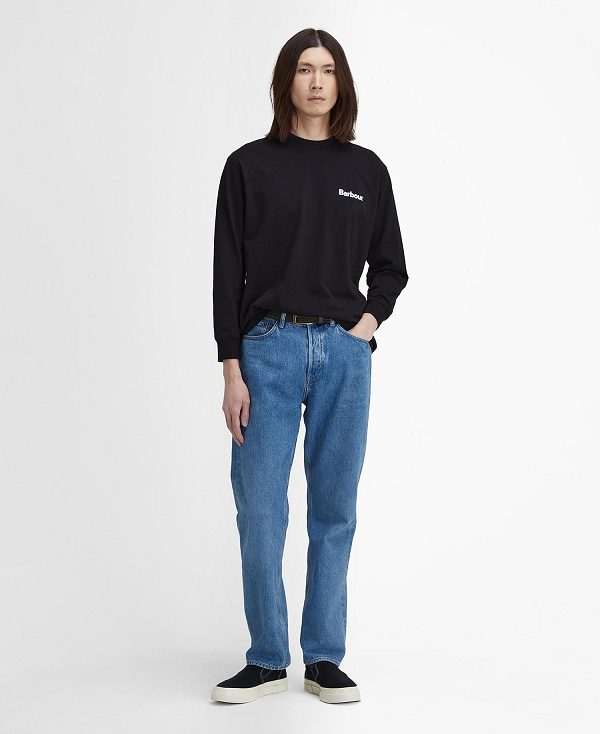 Barbour Baxter Oversized Long-sleeved T-shirt μαυρα | BABO88384