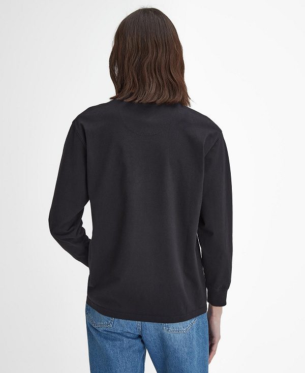 Barbour Baxter Oversized Long-sleeved T-shirt μαυρα | BABO88384