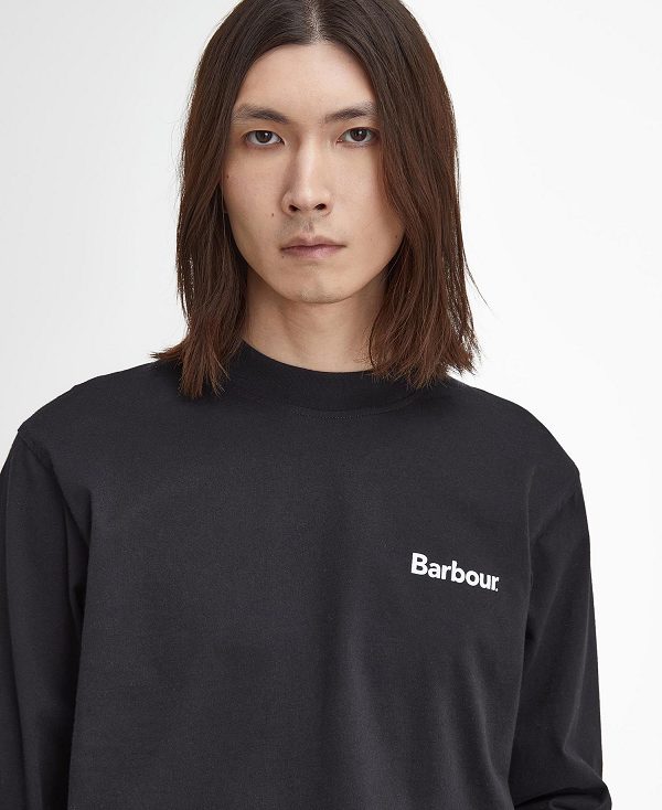 Barbour Baxter Oversized Long-sleeved T-shirt μαυρα | BABO88384